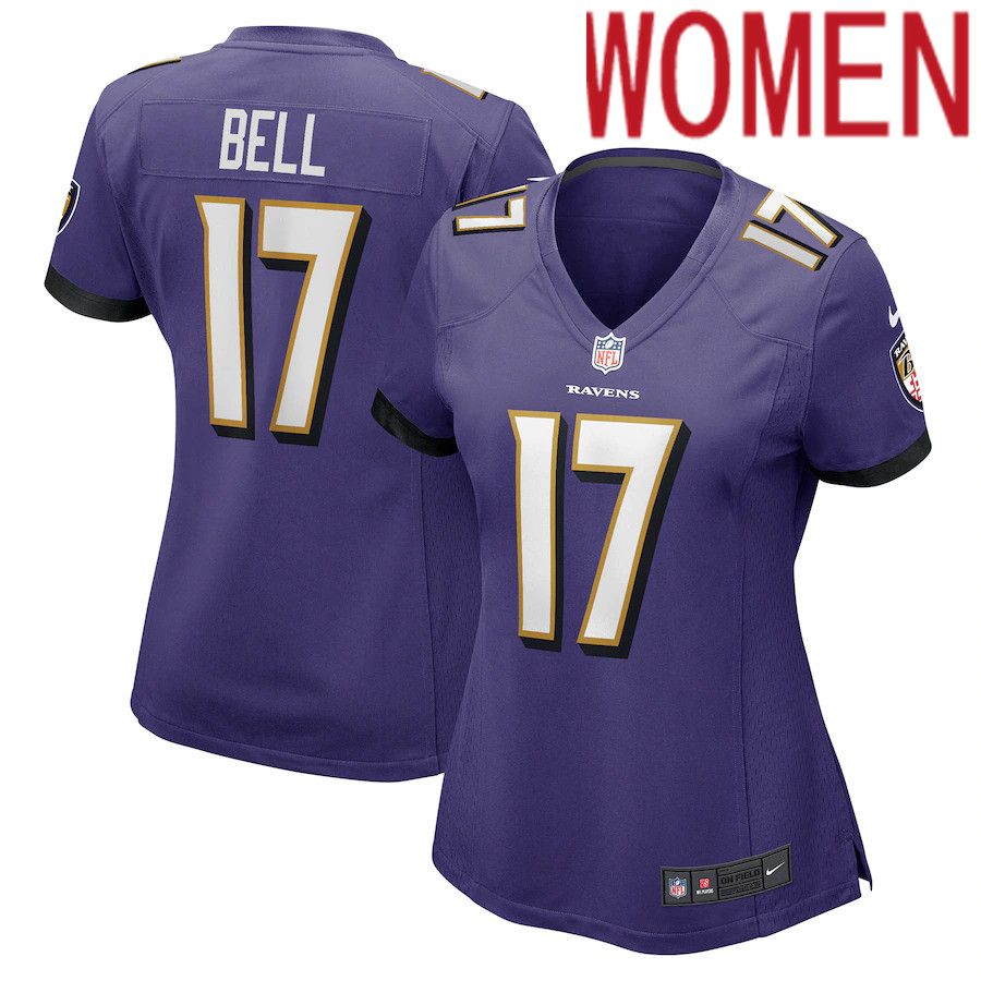 Cheap Women Baltimore Ravens 17 LeVeon Bell Nike Purple Game Player NFL Jersey